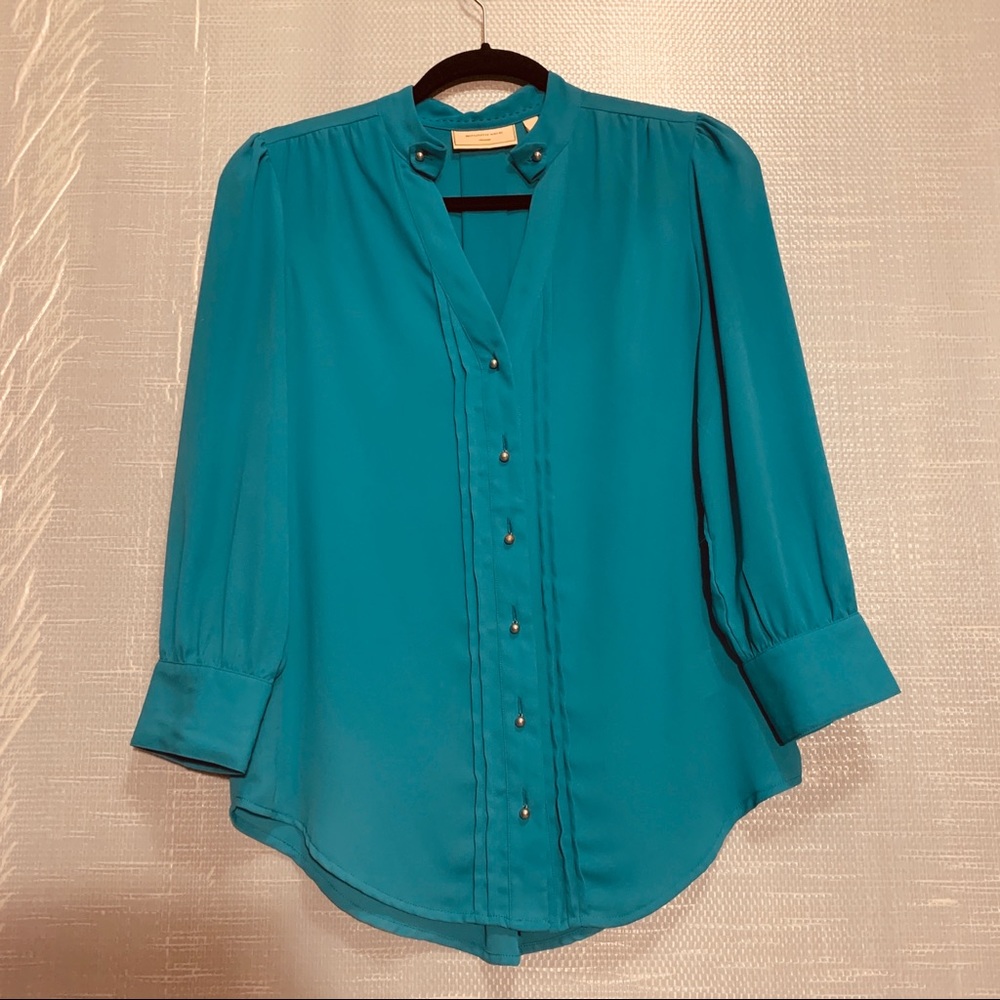 Anthropologie Moulinette Soeurs Turquoise Blouse